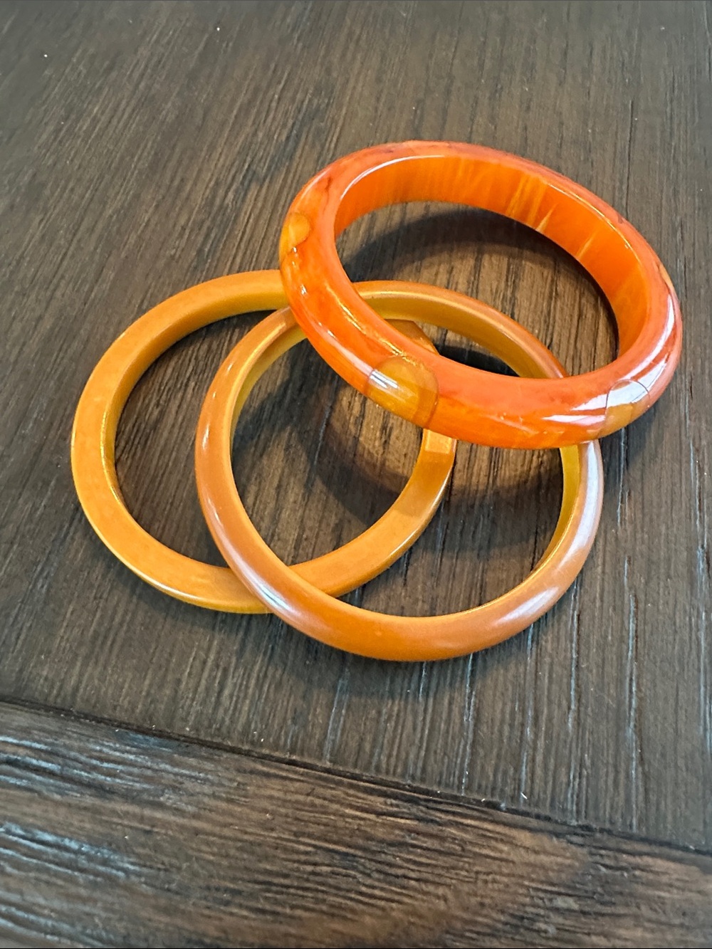 Bakelite Orange Bangle Bracelets - Set of 3